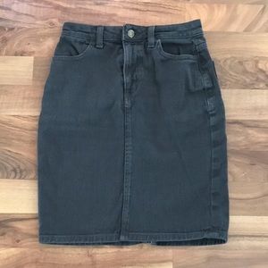 Black denim pencil skirt high rise